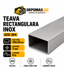 Teava rectangulara inox AISI 304, 100 x 40 x 3 mm, 6 metri